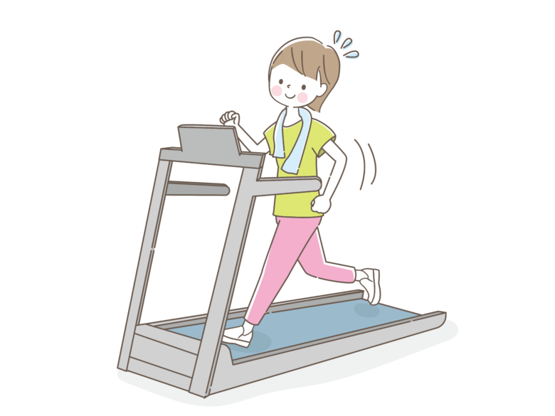 ランニングマシーンを使っている女性のイラスト
