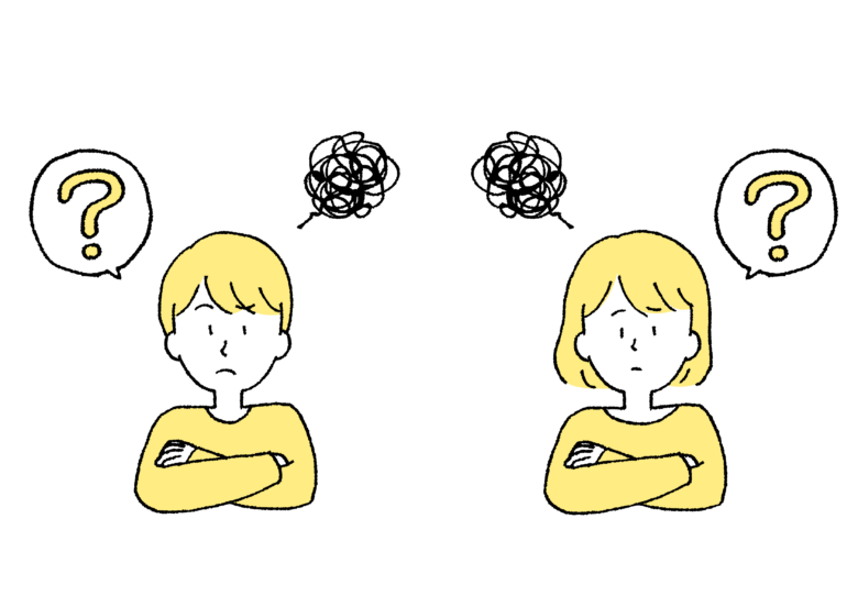 なやでいる男性と女性のイラスト